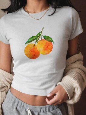 🍊 Vintage Orange Baby Tee 🍊 Woman Baby Tee